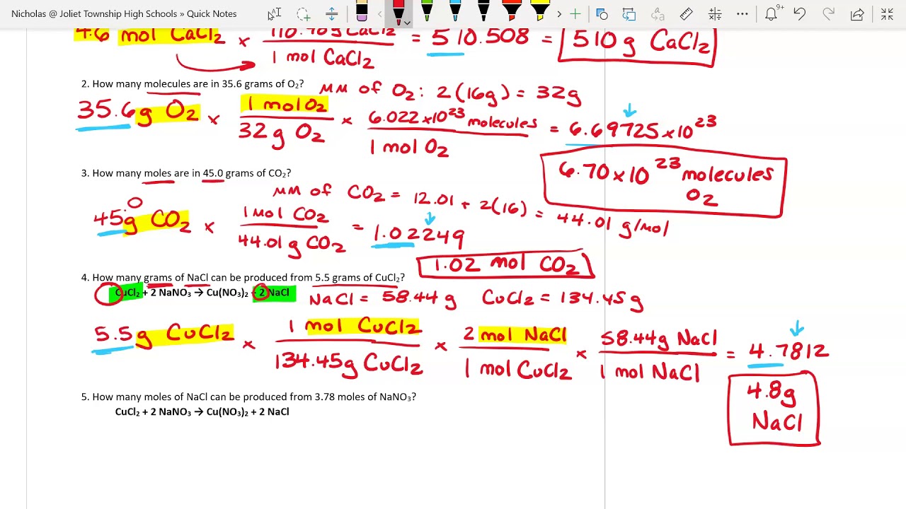 Chapter 9 Review Stoichiometry Section 2 Answer Key