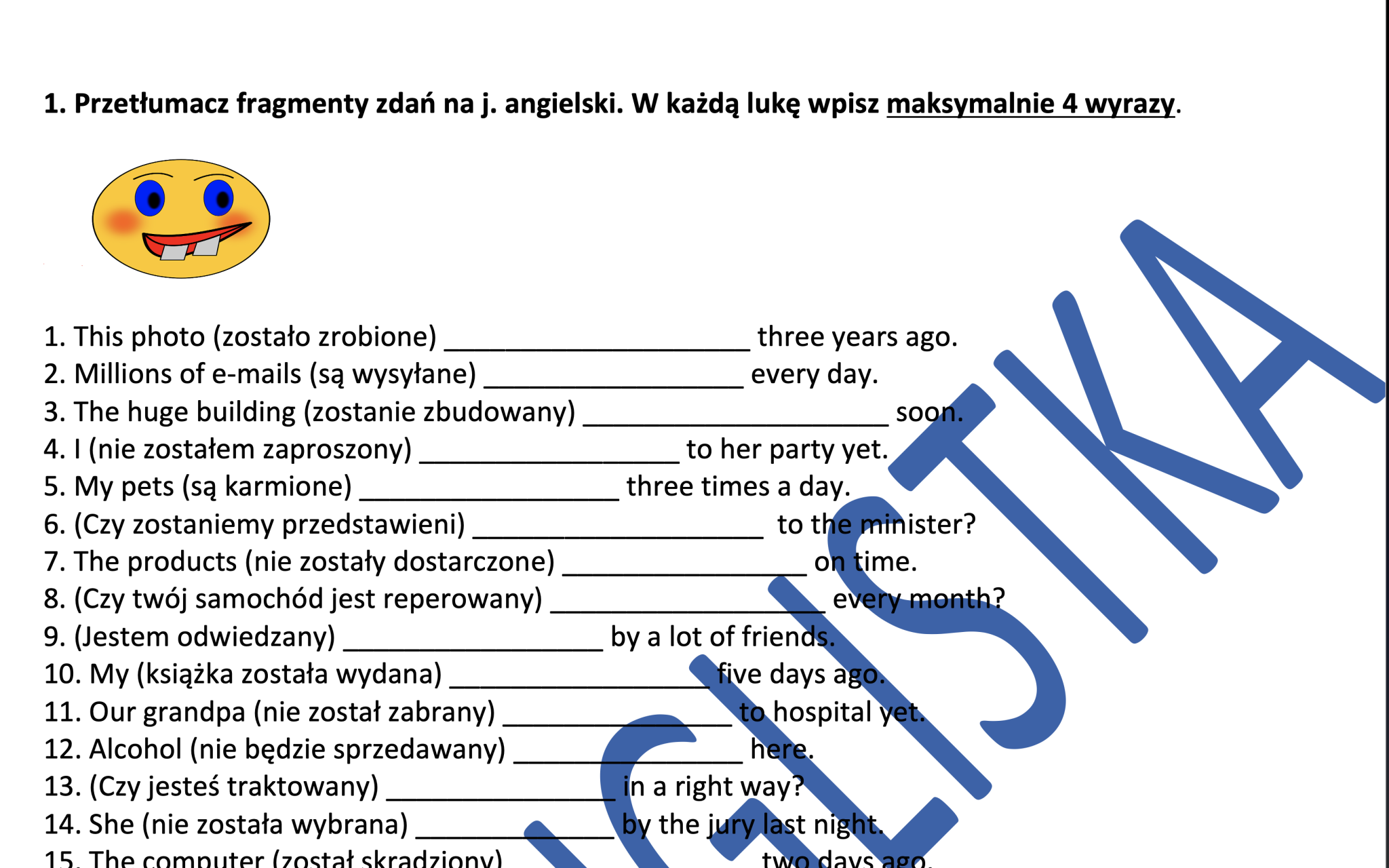 Strona bierna - egzamin ósmoklasisty - tłumaczenie fragmentów zdań i Tlumaczenie Zdan Z Polskiego Na Angielski Cwiczenia Pdf