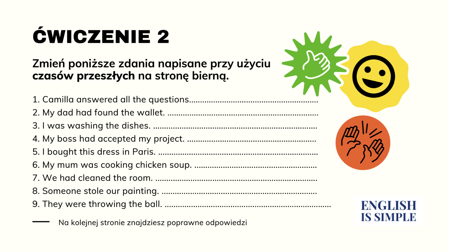 STRONA BIERNA! Prezentacja do prowadzenia lekcji dla nauczycieli Strona Bierna Angielski Cwiczenia Do Druku