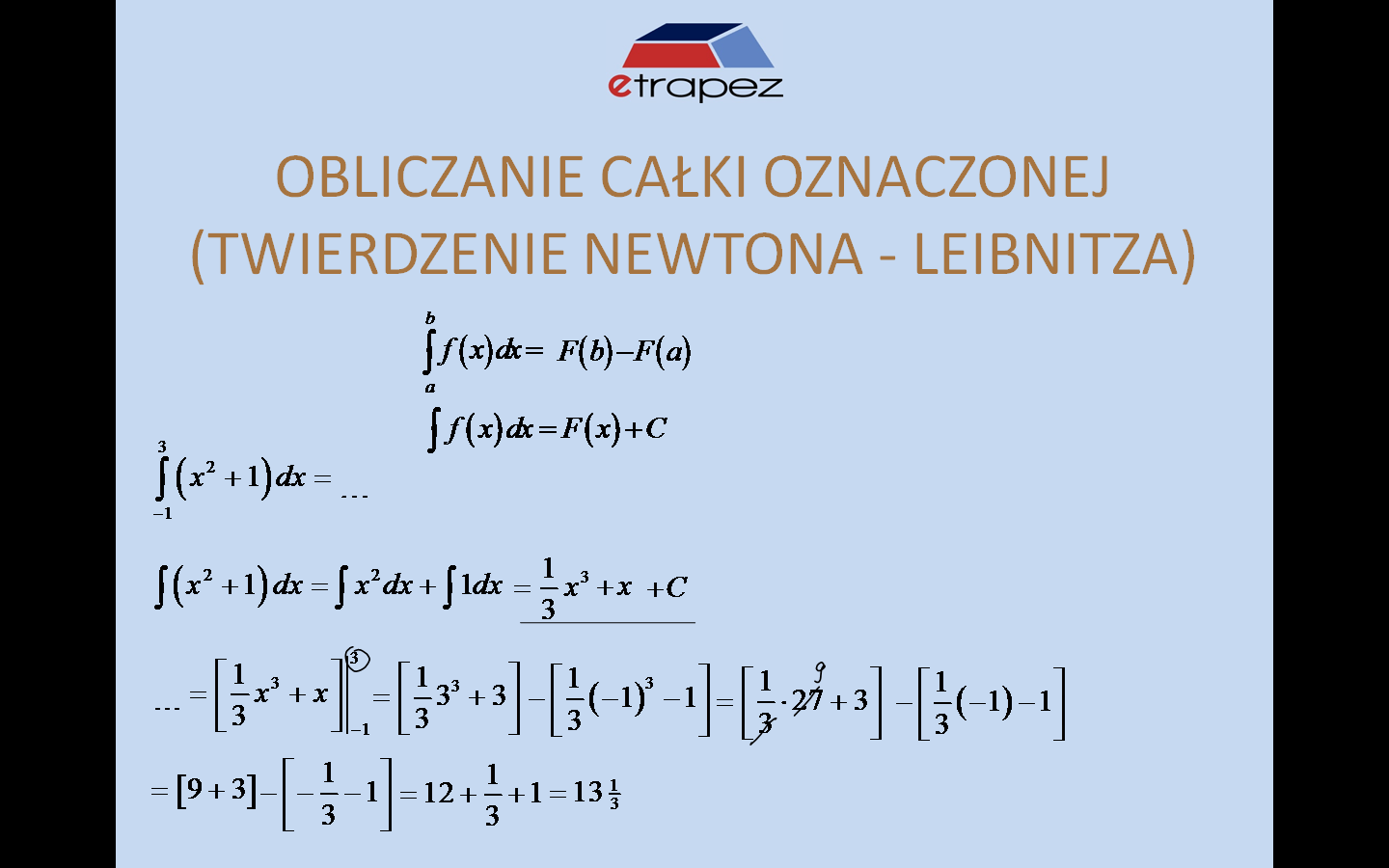 Wzory Na Calki E Trapez