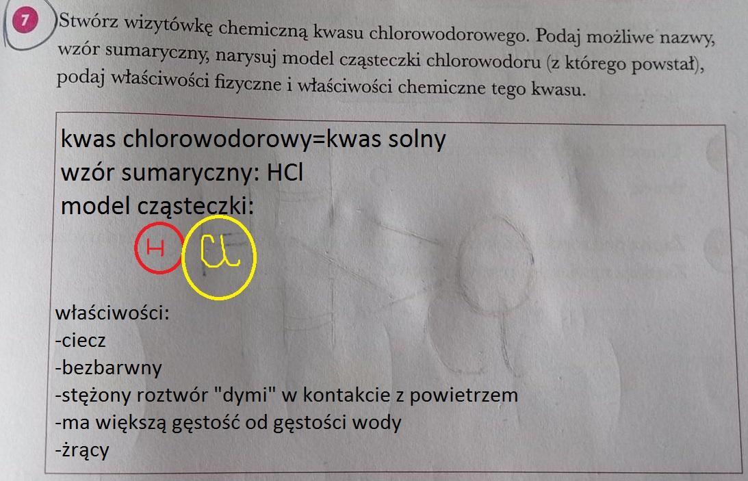 Narysuj Modele Czasteczek Kwasu Chlorowodorowego