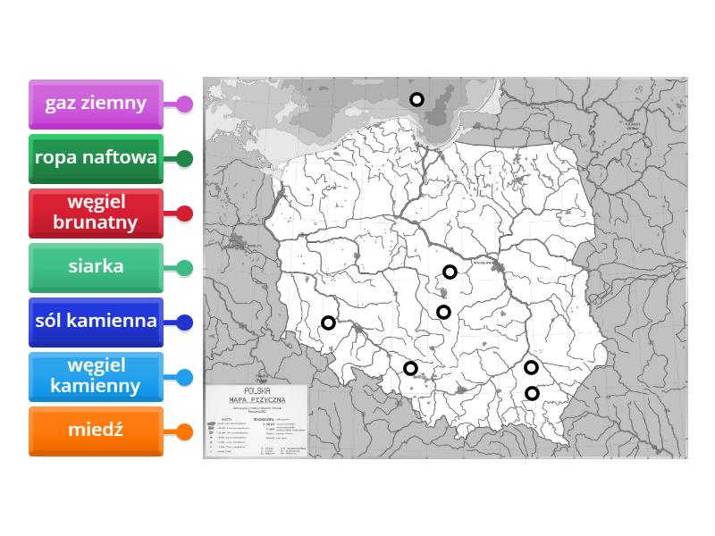 Surowce mineralne w Polsce - Labelled diagram Surowce Mineralne W Polsce Quiz