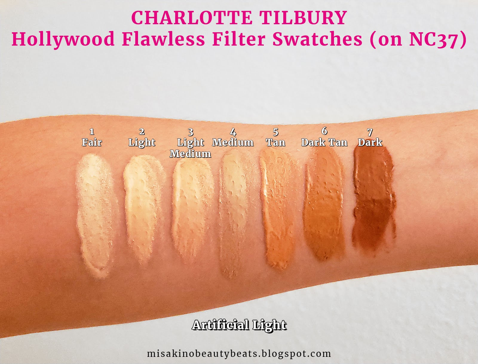 Charlotte Tilbury Hollywood Flawless Filter Swatches