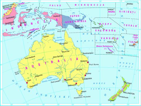 Australia I Oceania Mapa Polityczna