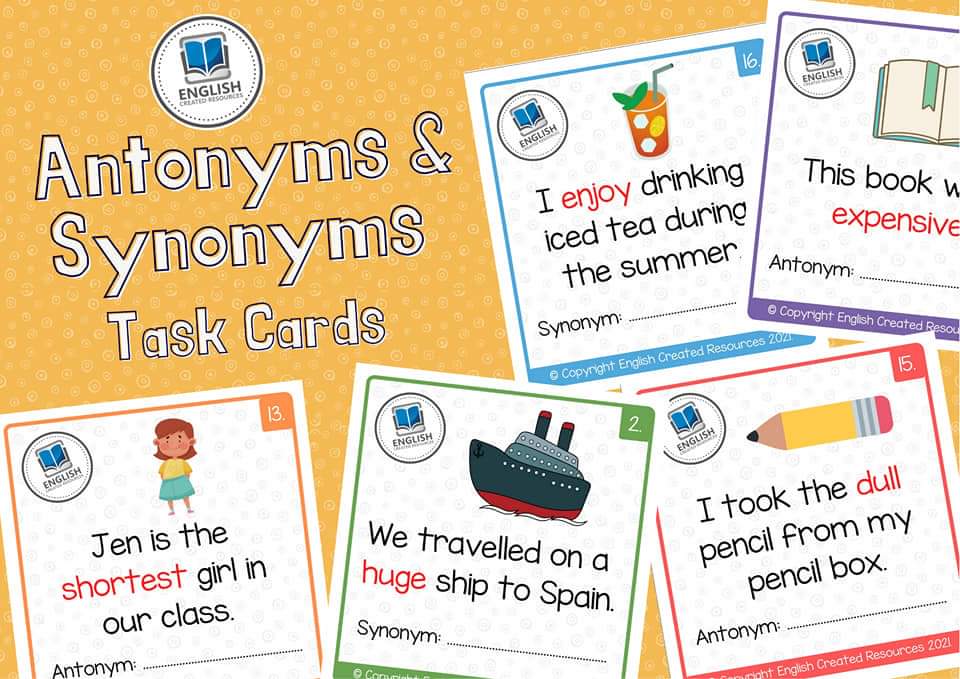Synonyms & Antonyms Task Cards - English Created Resources Vocabulary Workshop Level C Unit 15 Synonyms And Antonyms