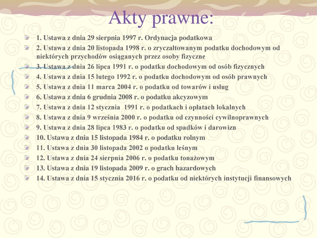 Systemy podatkowe. - ppt pobierz Ustawa Z Dnia 29 Sierpnia 1997 R Ordynacja Podatkowa