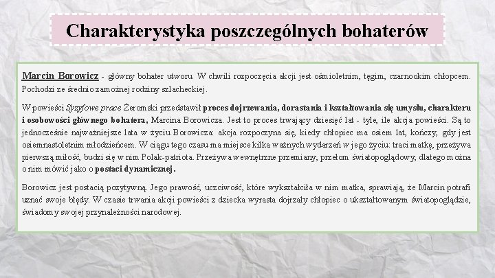Charakterystyka Bohaterów Syzyfowe Prace