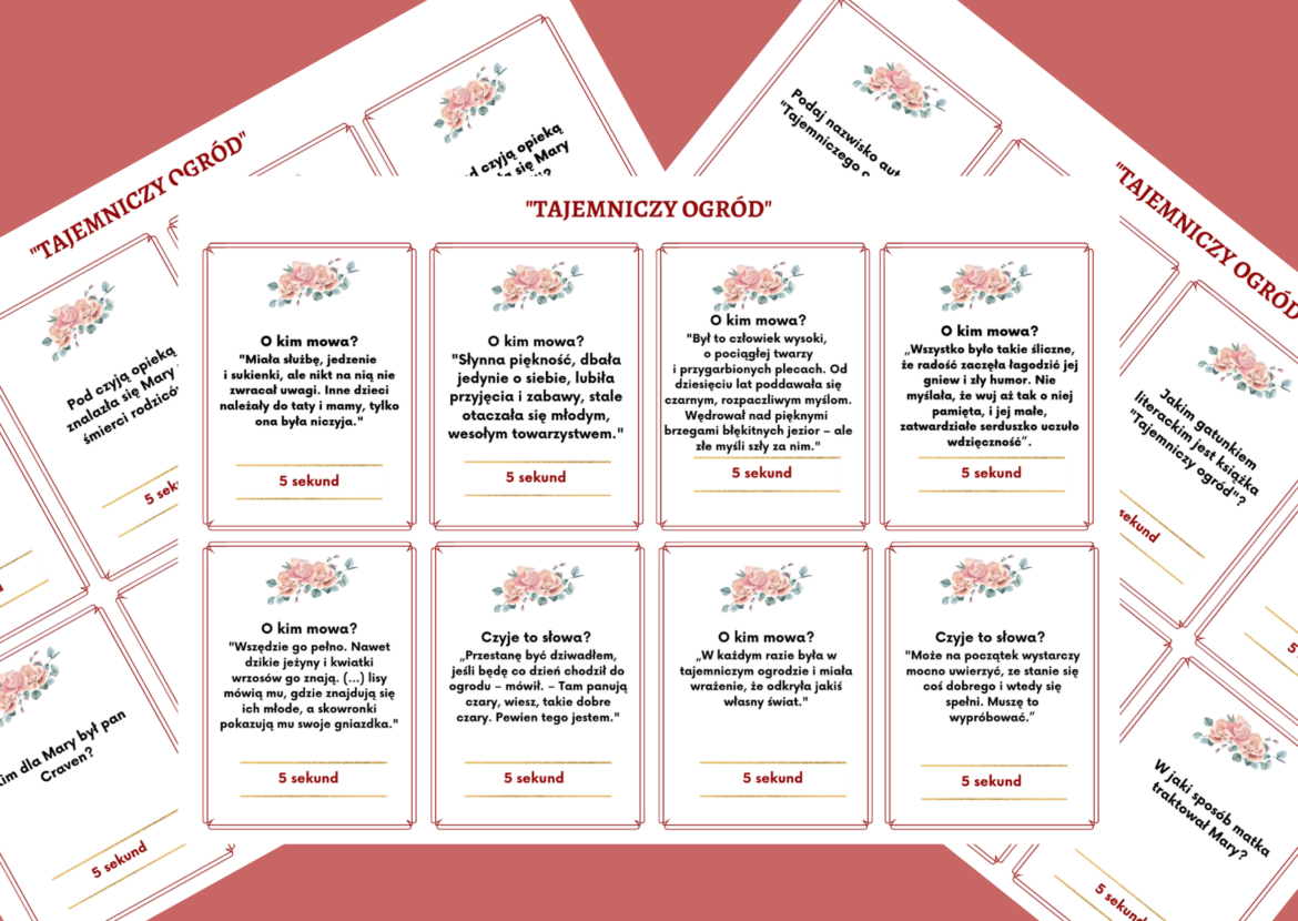 "TAJEMNICZY OGRÓD" – gra „5 sekund” • Złoty nauczyciel Tajemniczy Ogród Karty Pracy Pdf