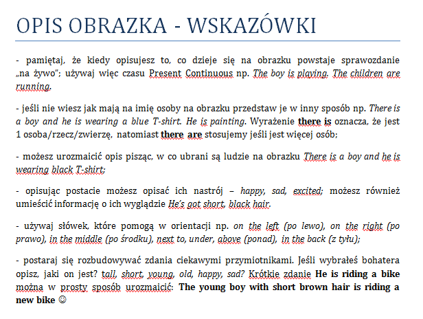 Opis Obrazka Po Angielsku Przyklad