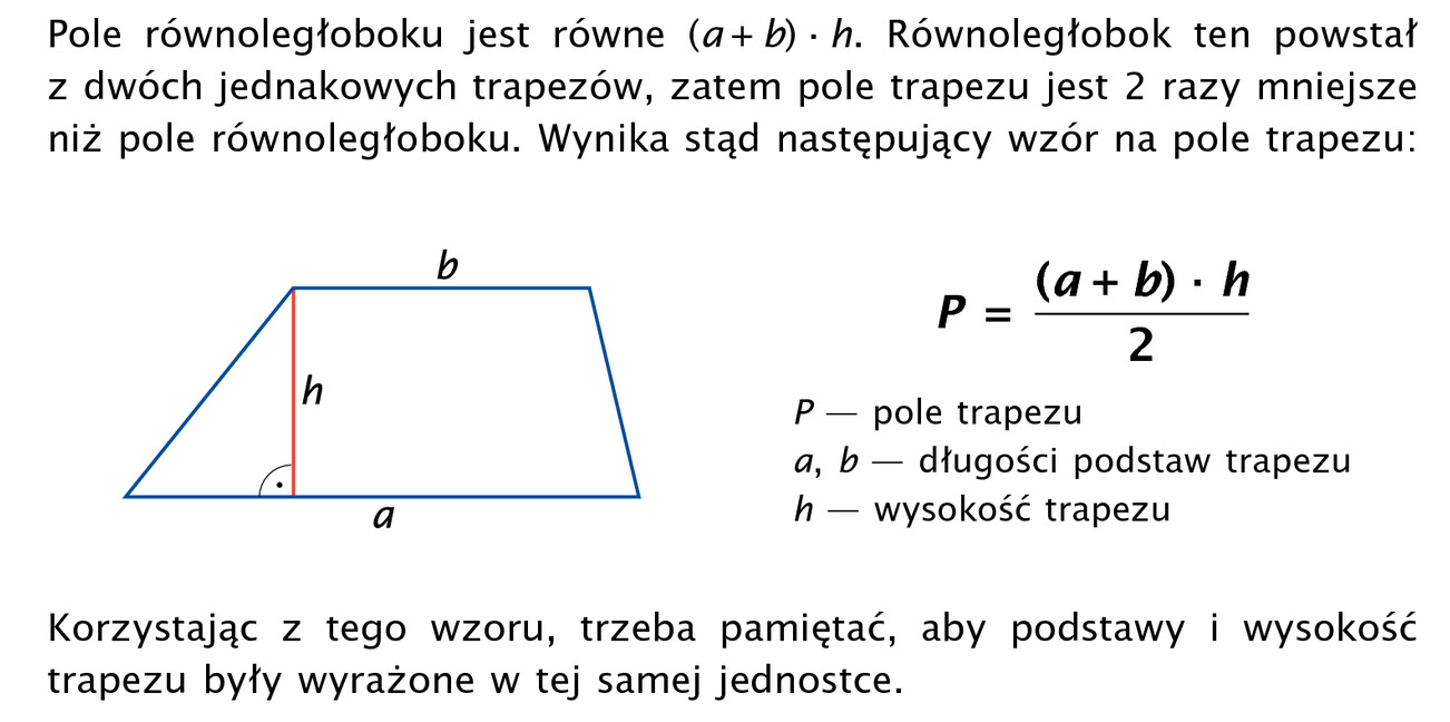 Temat 11: Pole trapezu Pole Trapezu Narysowanego Obok Jest Równe