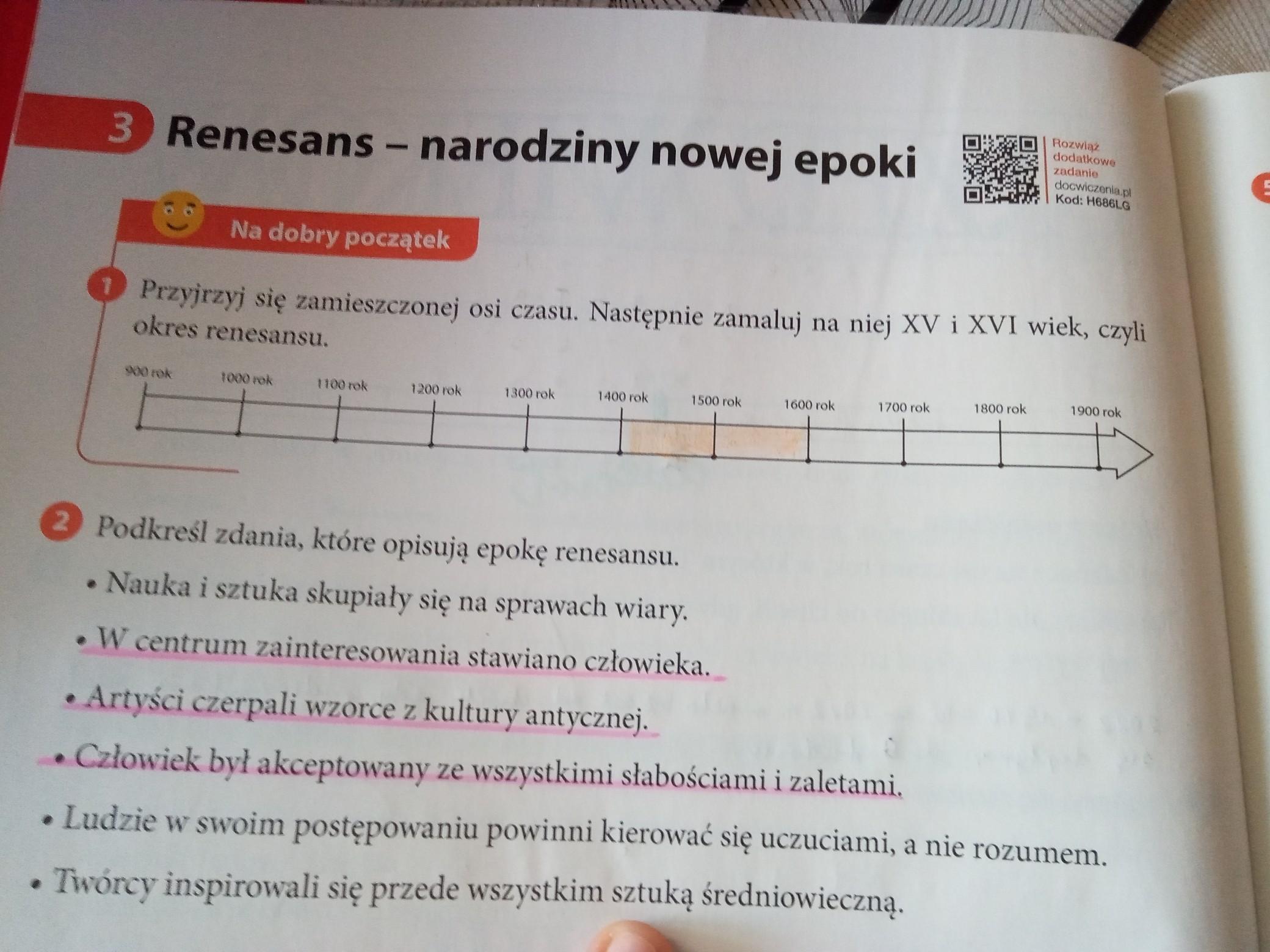 temat: Renesans-narodziny nowej epoki klasa 6 oś czasu dobrze mam Brainly Sprawdzian Z Historii Klasa 6 Narodziny Nowożytnego świata