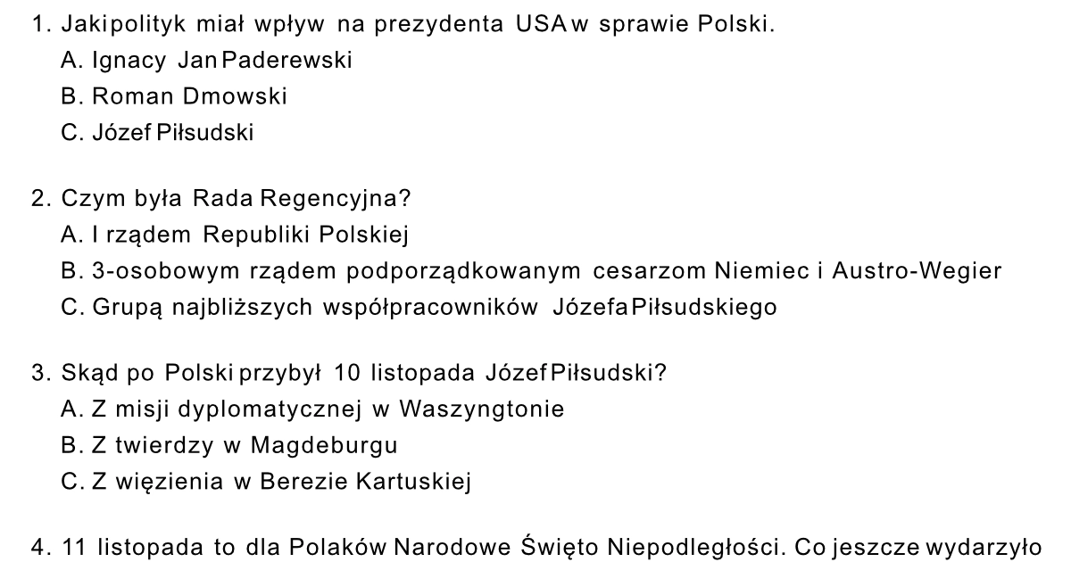 Test: II Rzeczpospolita - formowanie państwa: Sprawdzian / klasówka w Początki średniowiecza Sprawdzian Grupa B