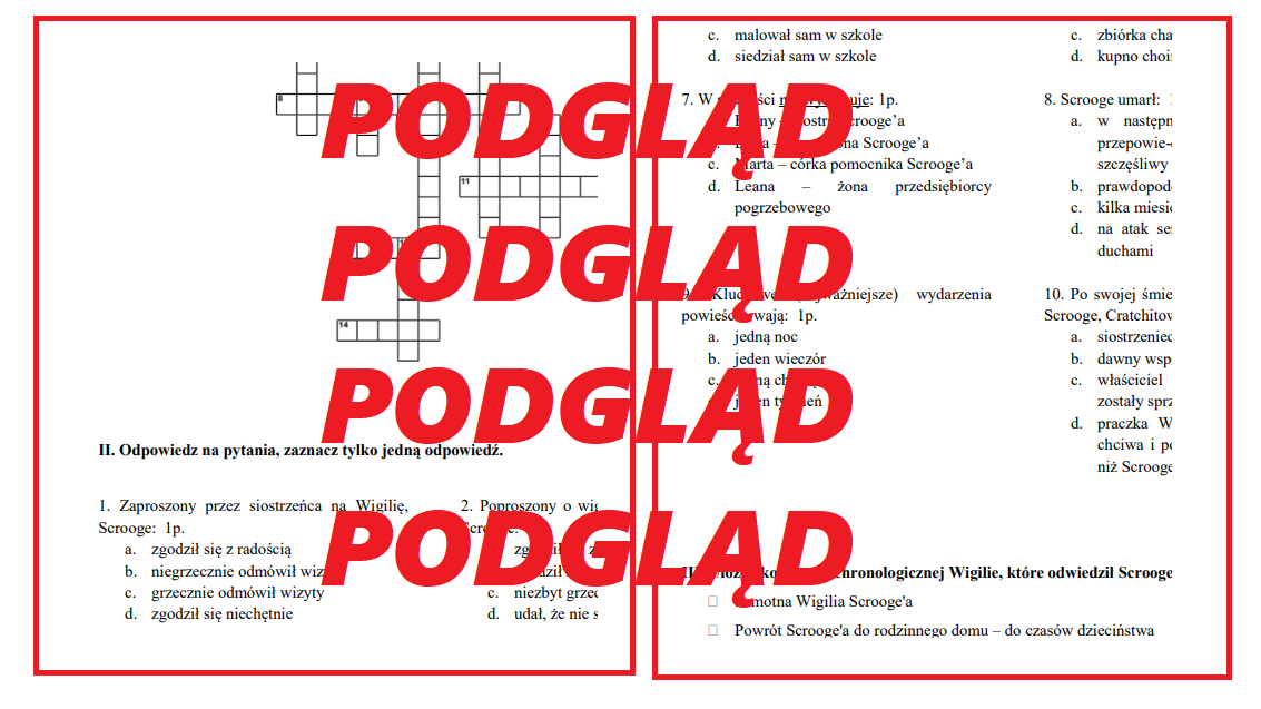 Test, kartkówka, sprawdzian ze znajomości lektury "Opowieść wigilijna Opowiesc Wigilijna Test Ze Znajomosci Lektury Pdf