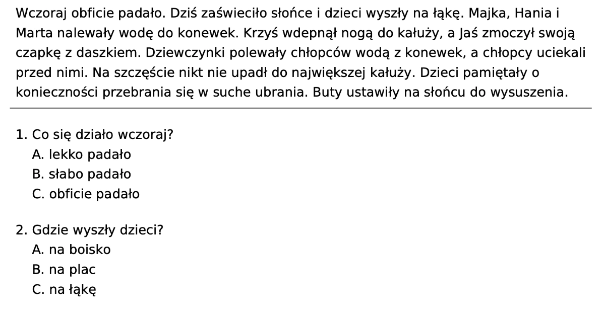 Test na czytanie ze zrozumieniem: PDF do druku dla uczniów Czytanie Ze Zrozumieniem Angielski A1 Pdf