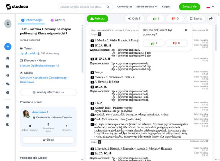 Test - Rozdzia 1. Zmiany Na Mapie Politycznej Klucz Odpowiedzi 1 2 Wojna światowa Test Podsumowujący Rozdział 1 Odpowiedzi