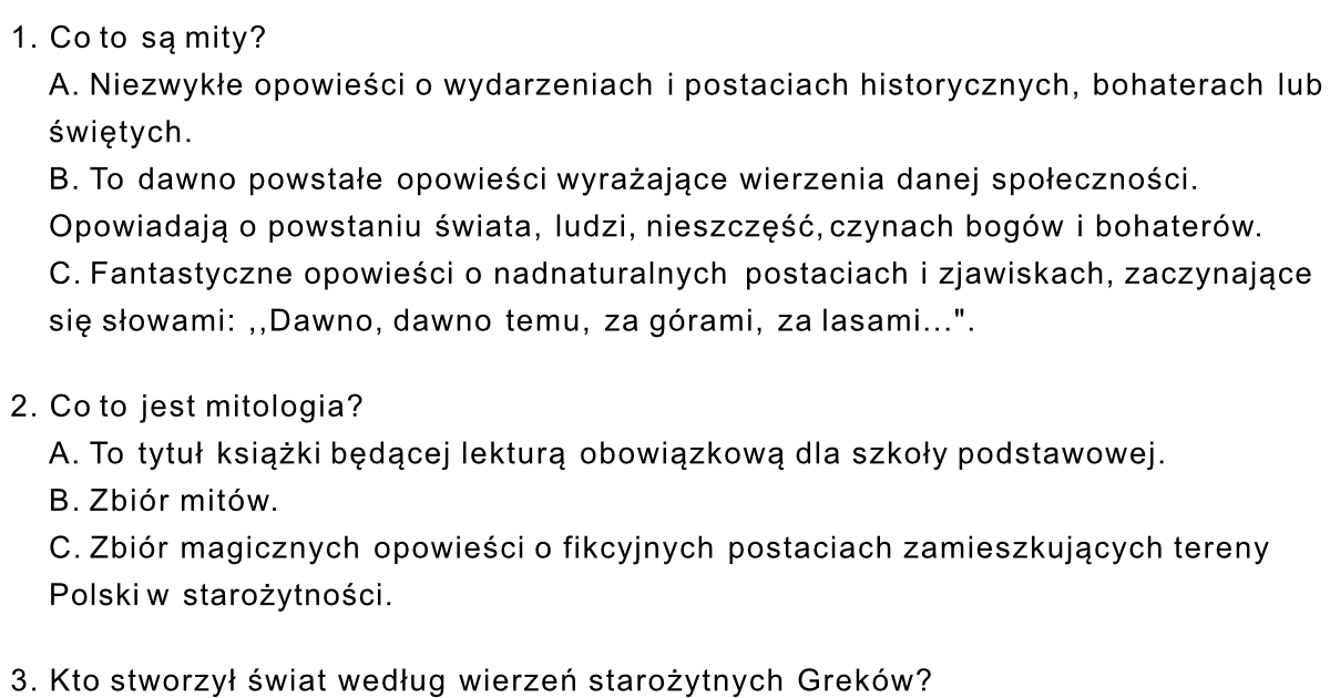 Test Z Mitologii Klasa 5 Pdf