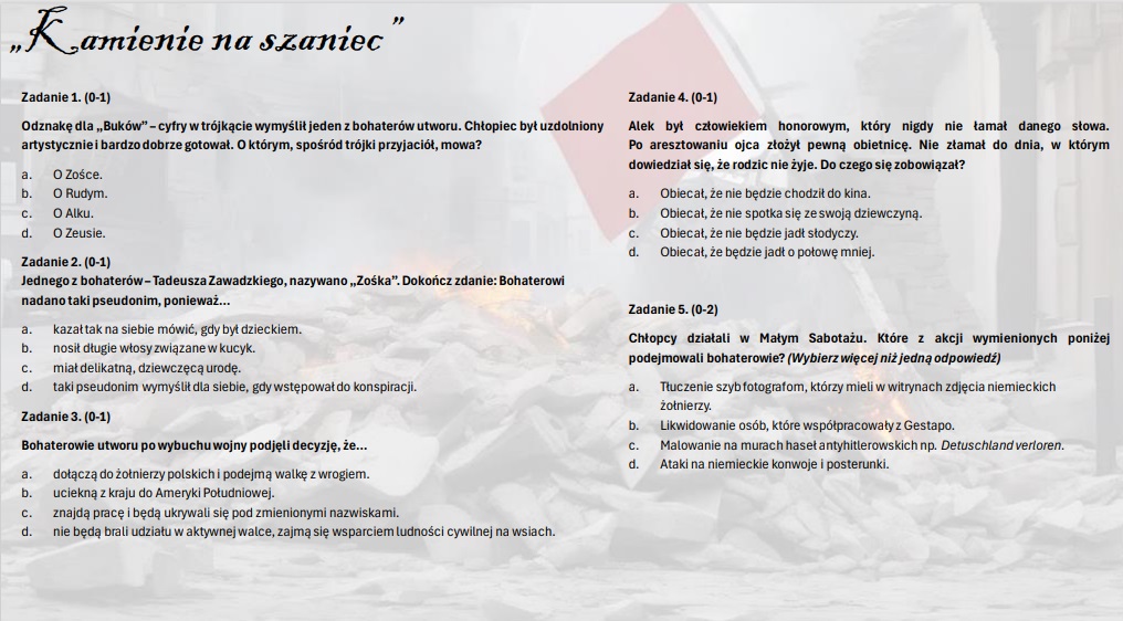 Test Wiedzy Kamienie Na Szaniec