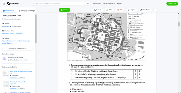Test Z Geografii 5 Klasa - Mapa Polski Test Sprawdzający - Rozdział 1 Geografia Klasa 5 Test