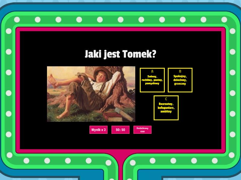 Test z książki pt. "Przygody Tomka Sawyera". - Gameshow quiz Test Z Przygody Tomka Sawyera