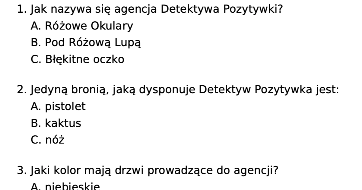 Test Z Lektury Detektyw Pozytywka