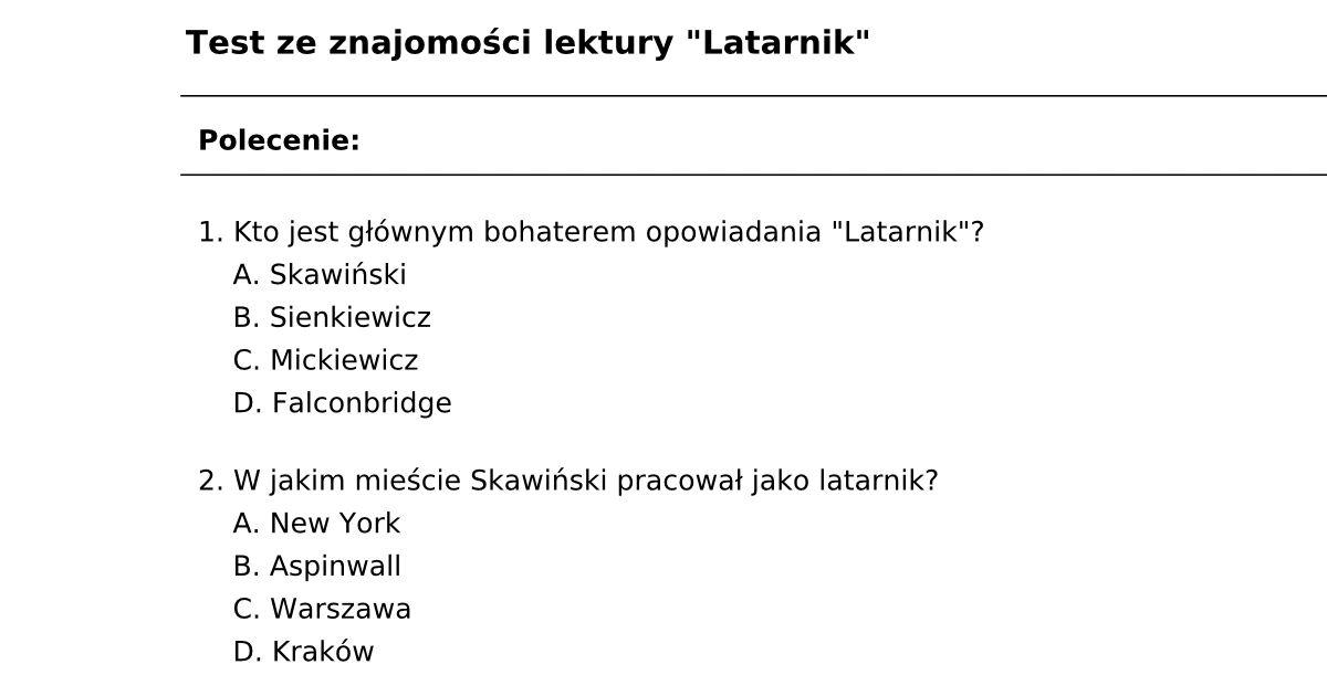Latarnik Test Pdf Z Odpowiedziami
