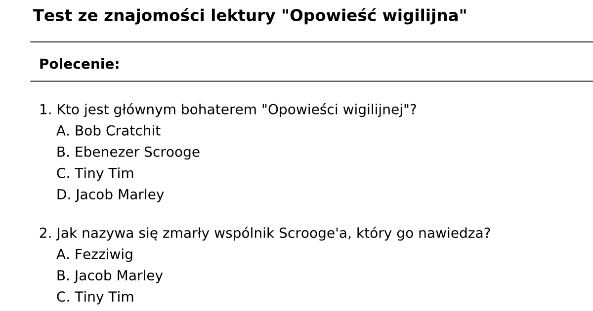 Opowiesc Wigilijna Test