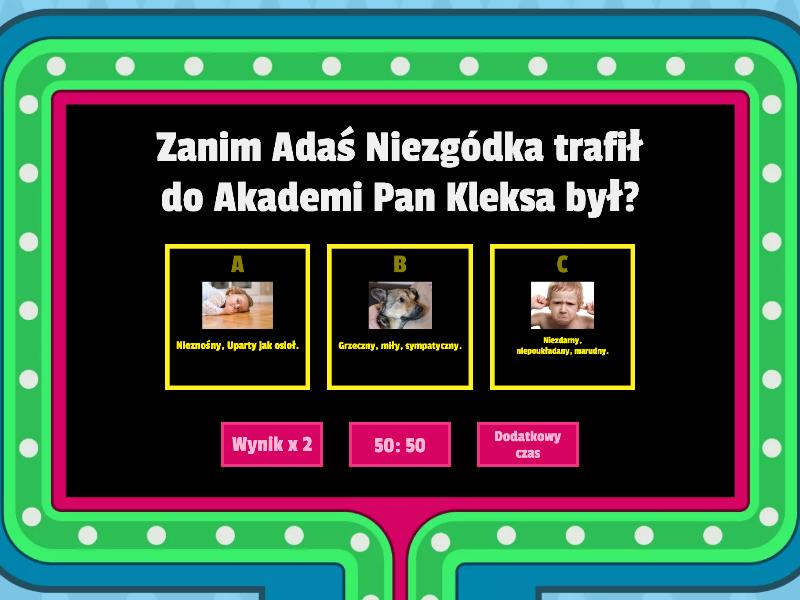 Test z lektury ,,Pan Kleks". 4 Klasa. - Teleturniej Test Z Lektury Pan Kleks Klasa 4