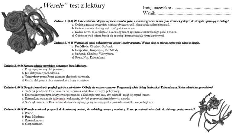 Wesele Test Ze Znajomosci Lektury
