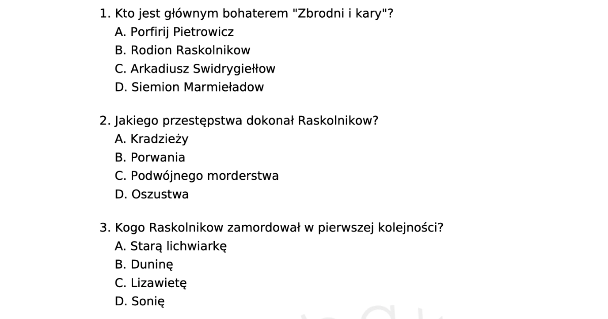 Sprawdzian Zbrodnia I Kara Gwo