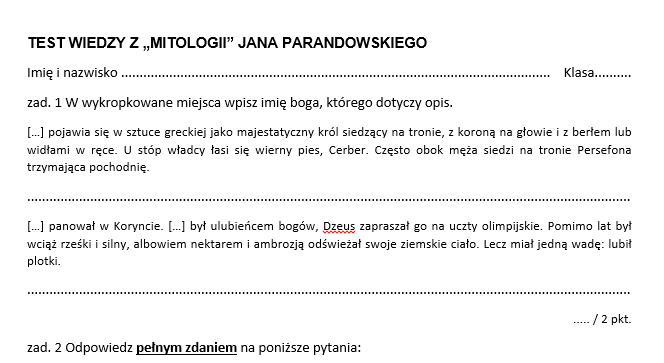 Test z mitologii greckiej • Złoty nauczyciel Test Z Mitologii Greckiej Pdf Liceum
