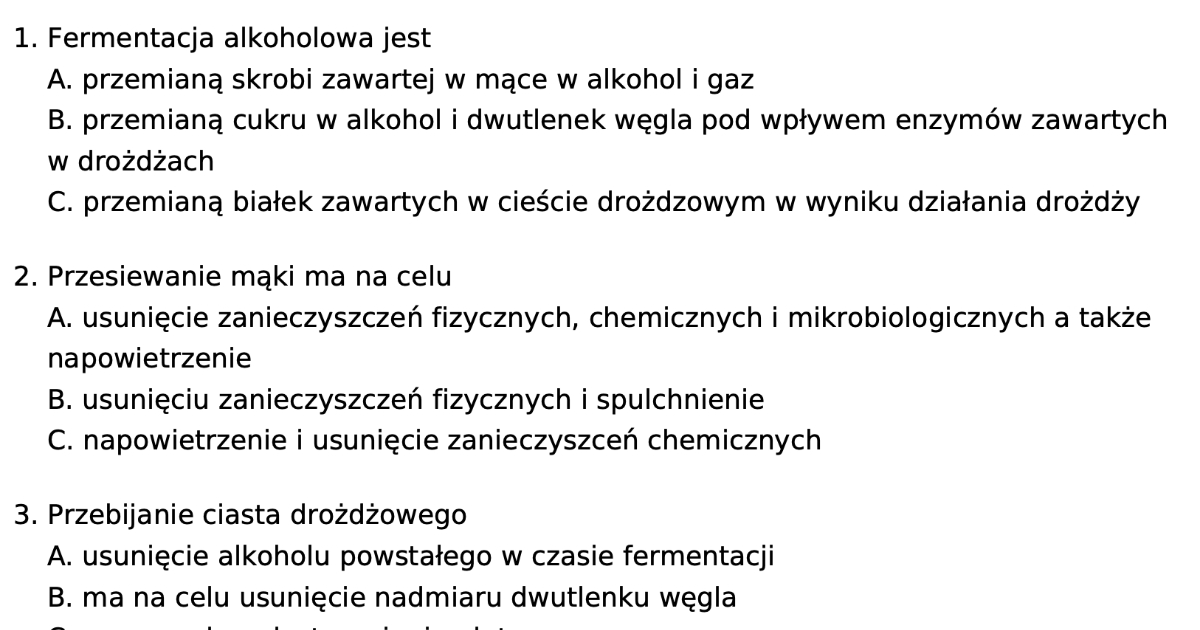Testy, kartkówki, sprawdziany z gastronomii do druku za darmo Testy Sprawdziany Kartkowki Za Darmo