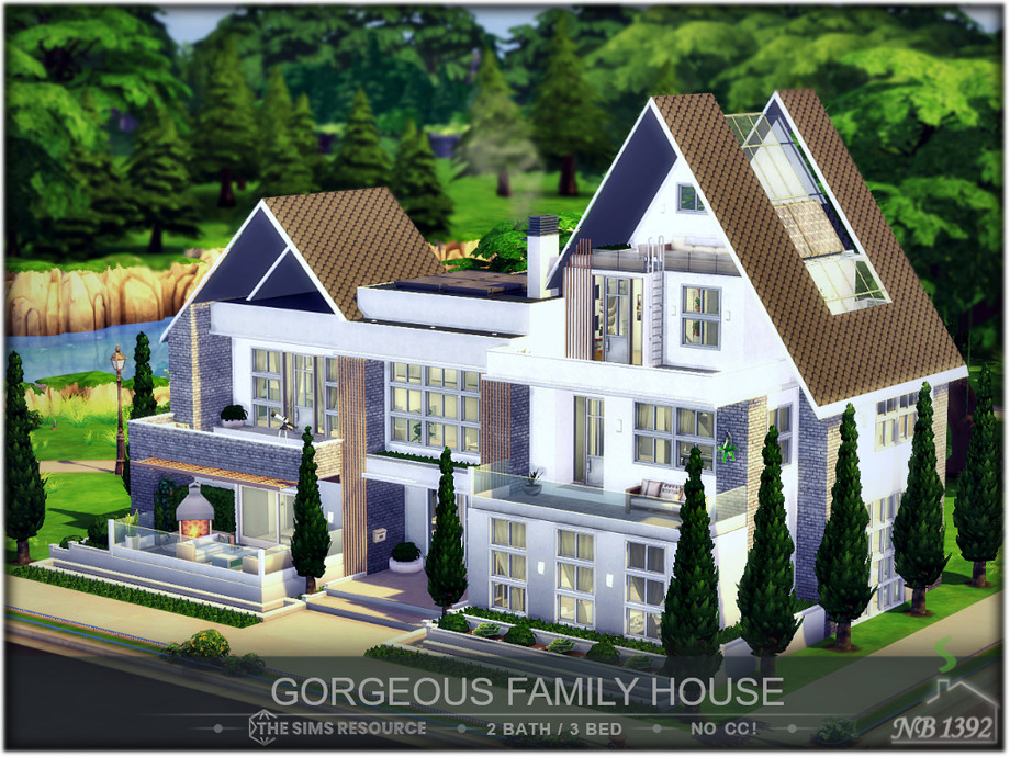 The Sims Resource | Gorgeous Family House (No CC!) House The Sims 4 No Cc