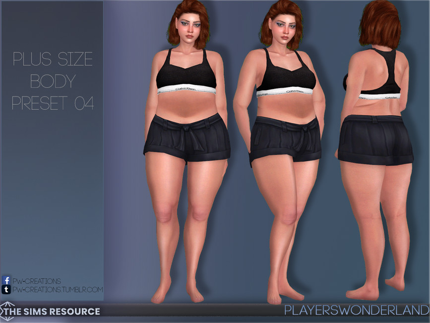 The Sims Resource - Plus Size Body Preset 04 Sims 4 Plus Size Clothes