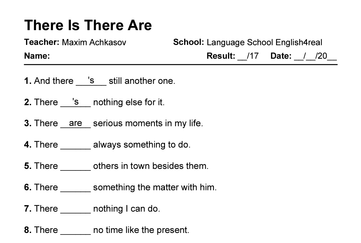 There Is vs. There Are | English grammar fill in the blanks exercises There Is There Are Exercises Pdf Klasa 4