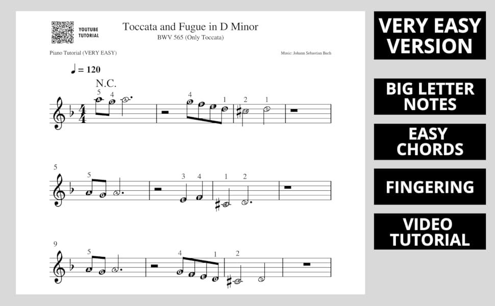 Toccata and Fugue in D Minor | Bach | 6 Versions - Sheet Music EASY to Toccata And Fugue In D Minor Tab