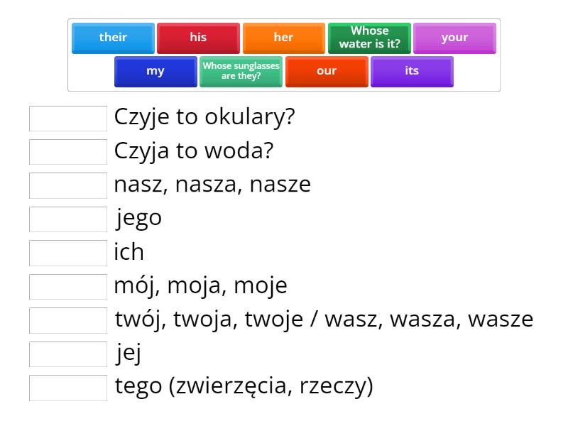 Together dla klasy 4: Unit 3.2 possessive adjectives - Match up Together Klasa 4 Testy