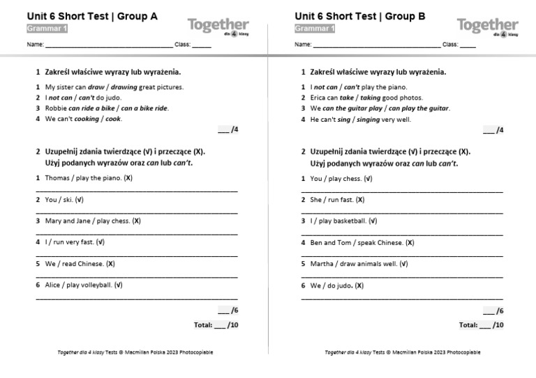 Together Klasa 4 Testy Pdf