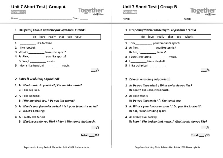 Together Klasa 4 Test