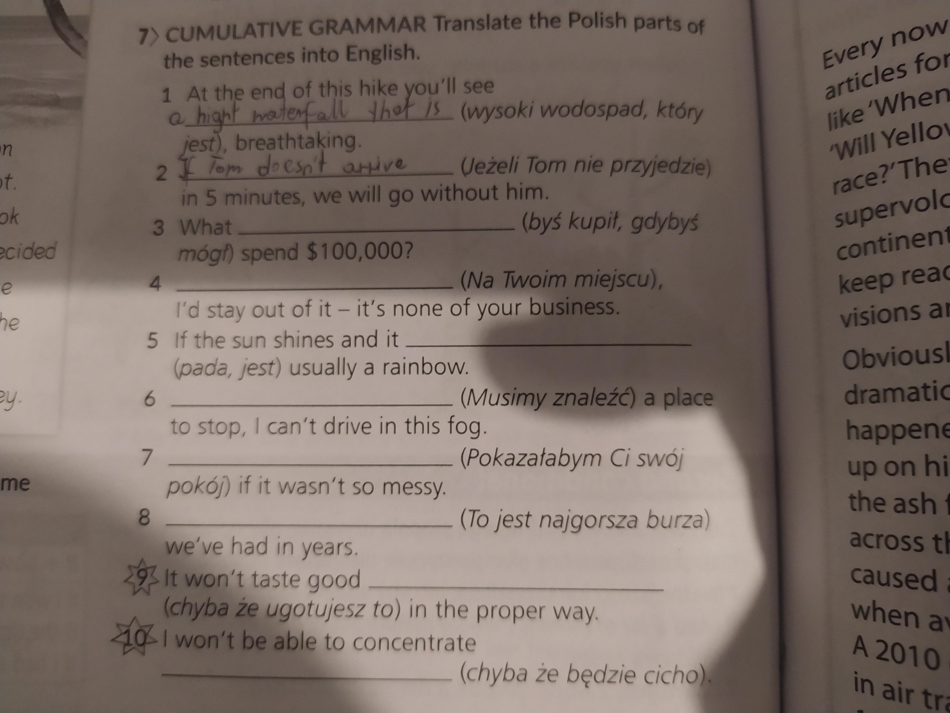 Translate The Polish Fragments Of The Sentences Into English