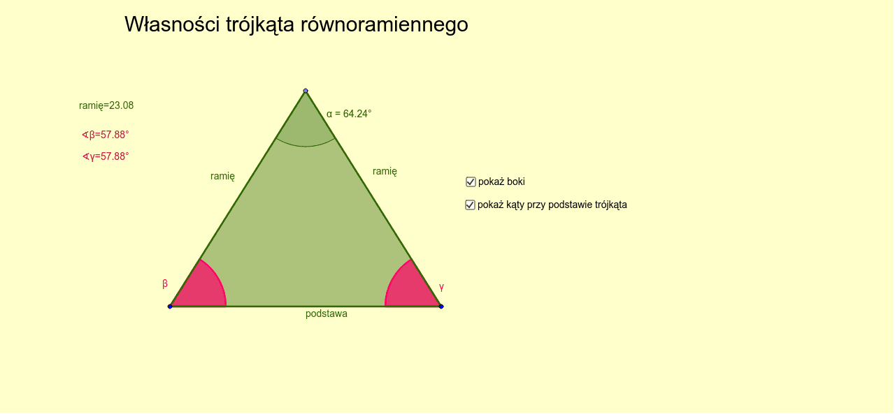 Trójkąt równoramienny – GeoGebra Wzór Na Trojkat Rownoramienny Pole
