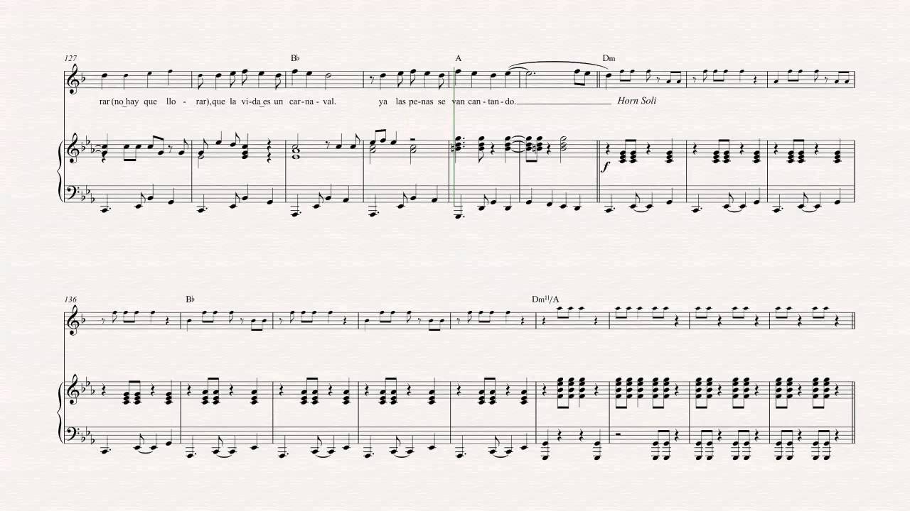 La Vida Es Un Carnaval Trumpet Sheet Music