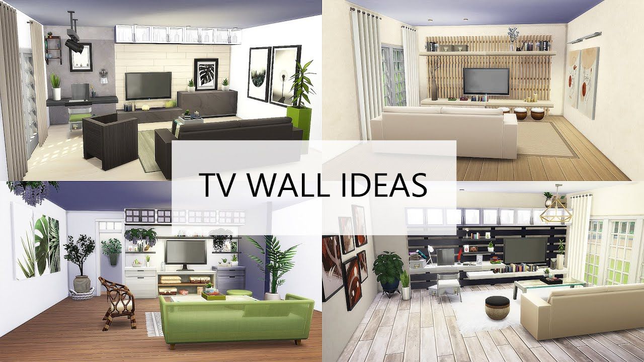 TUTORIAL | 4 Tv Wall Ideas | Functional Furniture | No CC | Sims 4 | Tv Sims 4 How To Show Walls