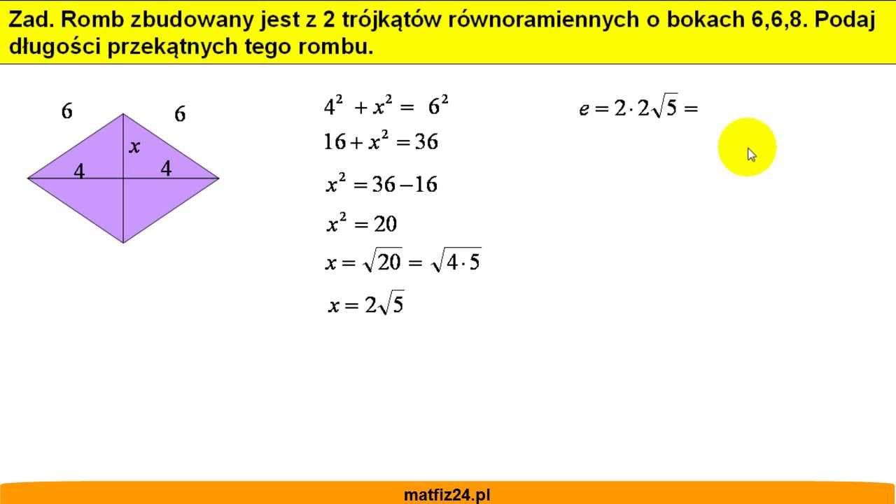 Wzr Na Obwd Rombu Z Przekatnych