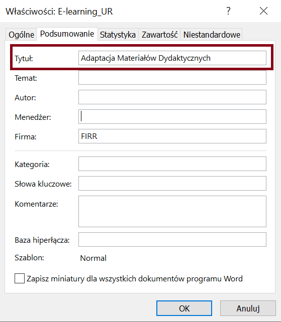 Tworzenie dostępnych dokumentów elektronicznych w Microsoft Word – Utilitia Podsumowanie Pracy Wychowawczej W Klasie