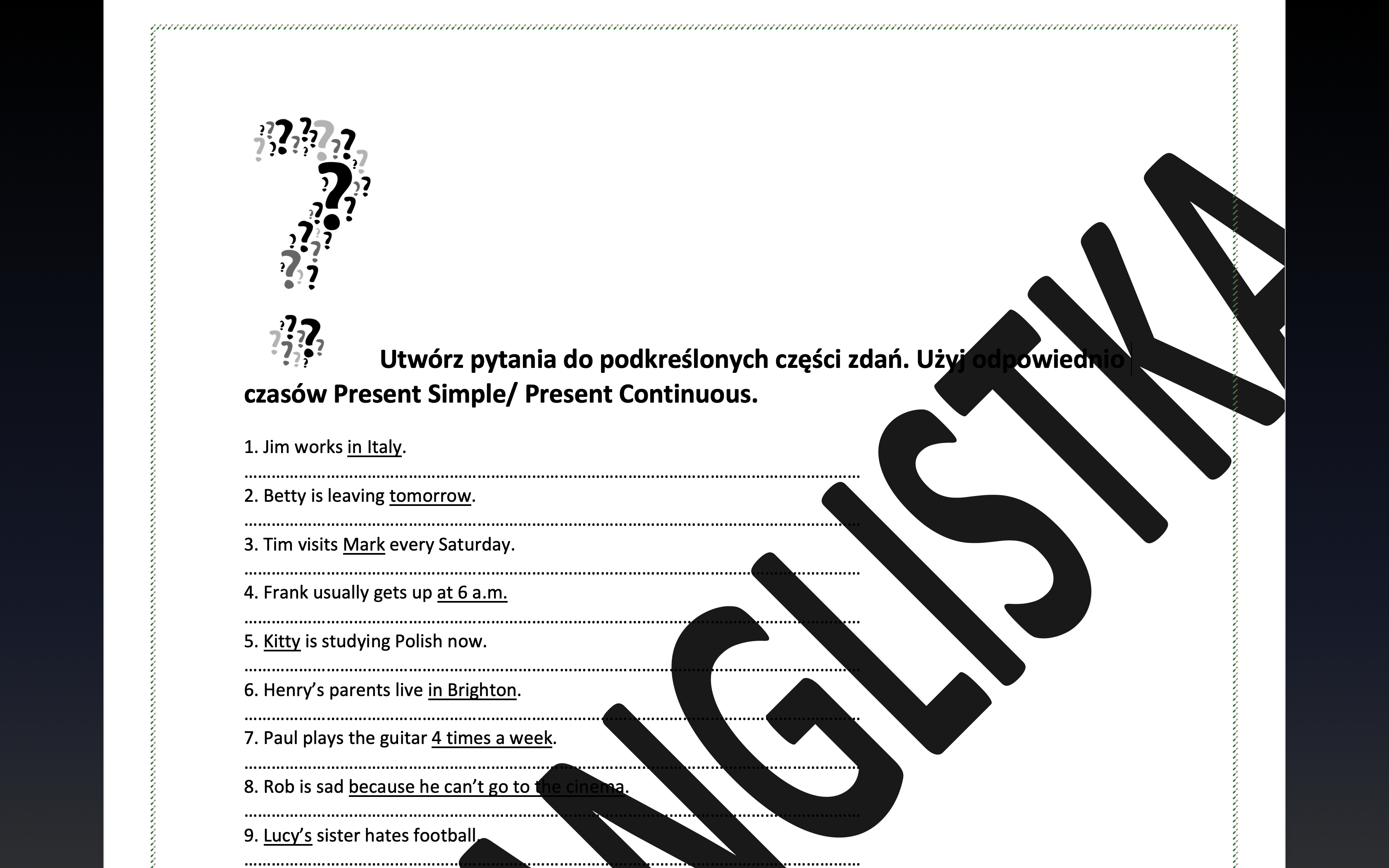 Present Simple Czy Continuous ćwiczenia