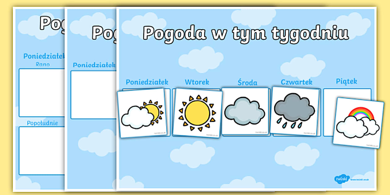 Tygodniowy kalendarz pogody dla dzieci | Zjawiska Pogodowe Tygodniowy Kalendarz Kalendarz Pogody Dla Dzieci