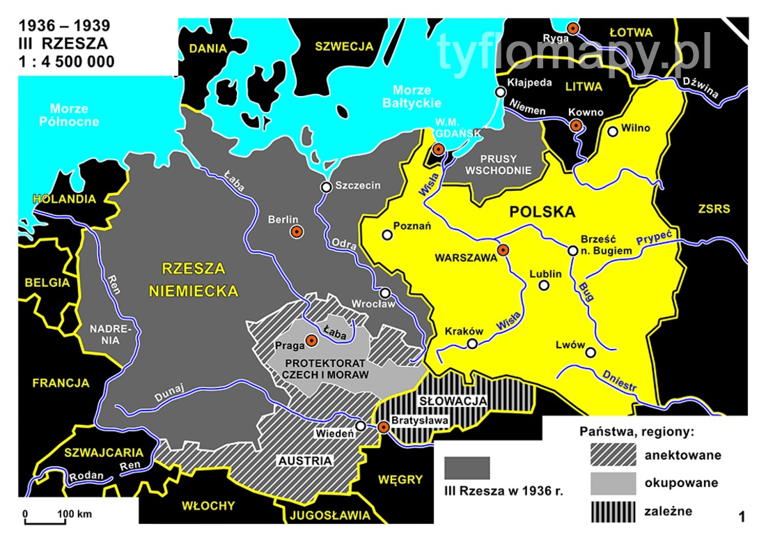 Typhlomaps - maps for the blind and visually impaired Generalne Gubernatorstwo Mroczne Serce Europy Hitlera