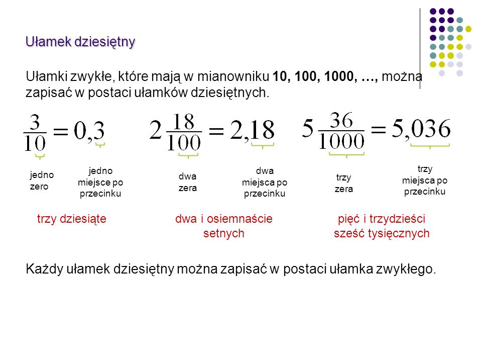 Zapisz W Postaci Ułamka Dziesiętnego