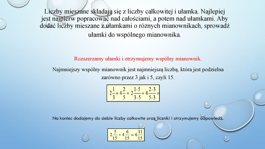 Ułamki zwykłe. - ppt pobierz Uzupelnij Mianowniki 3 5 Wsplny Mianownik