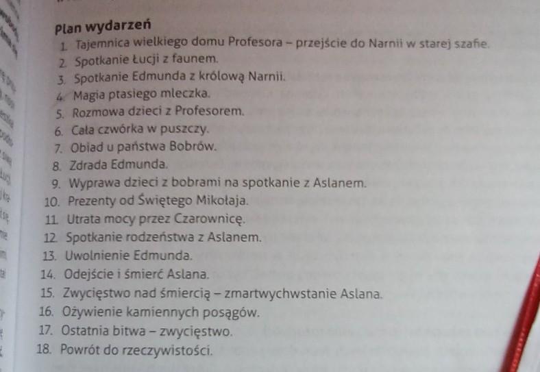 Plan Wydarzeń Opowieści Z Narnii Lew Czarownica I Stara Szafa